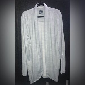 Muk Luks heathered‎ grey white open front long sleeve knit cardigan TXL Tall XL